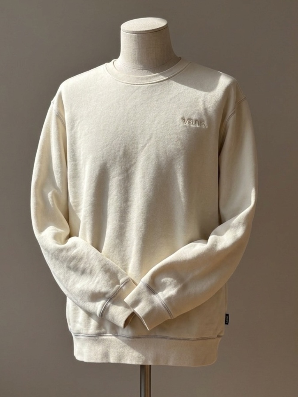 VANS Off The Wall Cream Embroidered Crewneck Sweatshirt XL